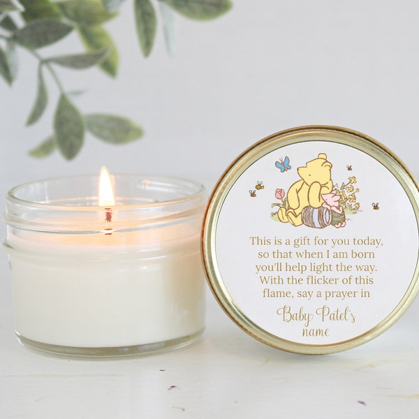 Baby Shower Favors / Classic Pooh  / 4 oz Soy Candle Favor /   Boy Baby Shower / Girl Baby Shower / Baby Shower Poem / Custom Party Favors