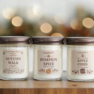 Juego de 3 velas de otoño / Juego de regalo con velas / Decoración de otoño / Juego de velas de otoño más vendido / Velas en frasco / Ideas para regalos de otoño / Velas de soja hechas a mano imagen 5