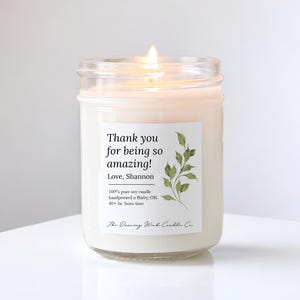 Thank you gift Candle / Personalized Gift / Appreciation Gift / Friendship Gift / Thank you gift ideas / Co-worker gift / Ship a gift /
