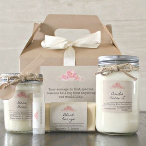 Candle & Spa Gift Set / Gift for Her / Personalized Gift Set / Birthday Gift Set / Bath Gift Basket /Hostess Gift Set / Teacher Gift