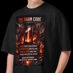 The Farm Code Shirt, Anti Matrix Clothing, Sovereign Human Streetwear, Dystopian Aesthetic Tee, Matrix Awakening Oversized T-Shirt