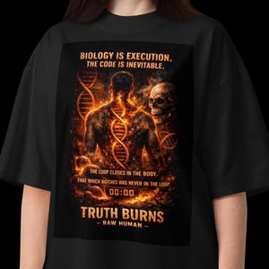 Biology Is Execution Burning Spine Skull Graphic Tee, Oversized Streetwear T-Shirt, Gift for Him / Unisex organic oversized