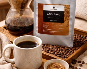 Granos de café indonesio recién tostados / Arábica de origen único / Café de especialidad / Aceh Gayo / Sumatra Mandheling / 250 g de granos enteros