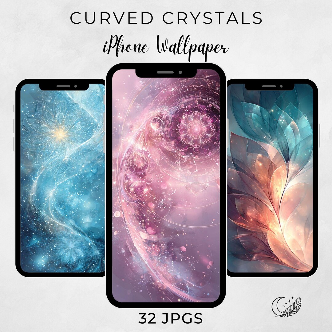 Curved Crystals iPhone Wallpaper Bundle, Colorful Abstract Technology ...