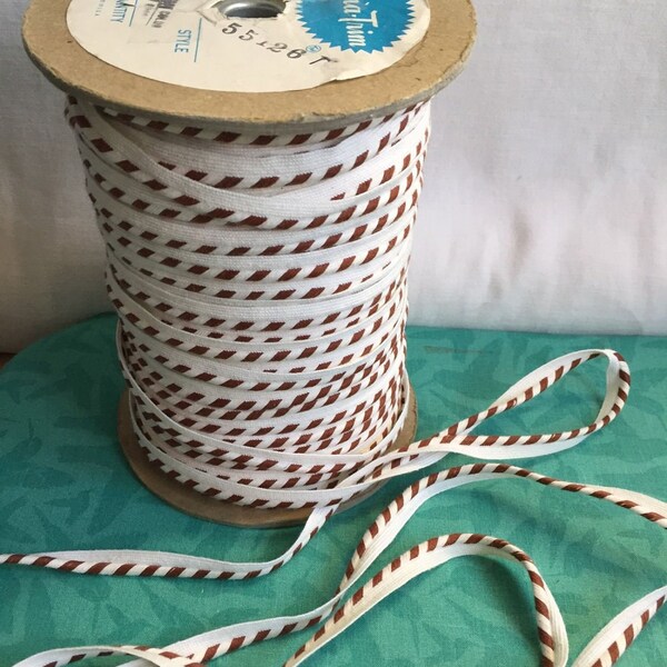 Cord Piping TRIM Brown & White - By 4 YARDS - 3/8 inch Braid Stripe cord piping. Classic Perma-Trim. Fashion Costumes Hats Home Decor