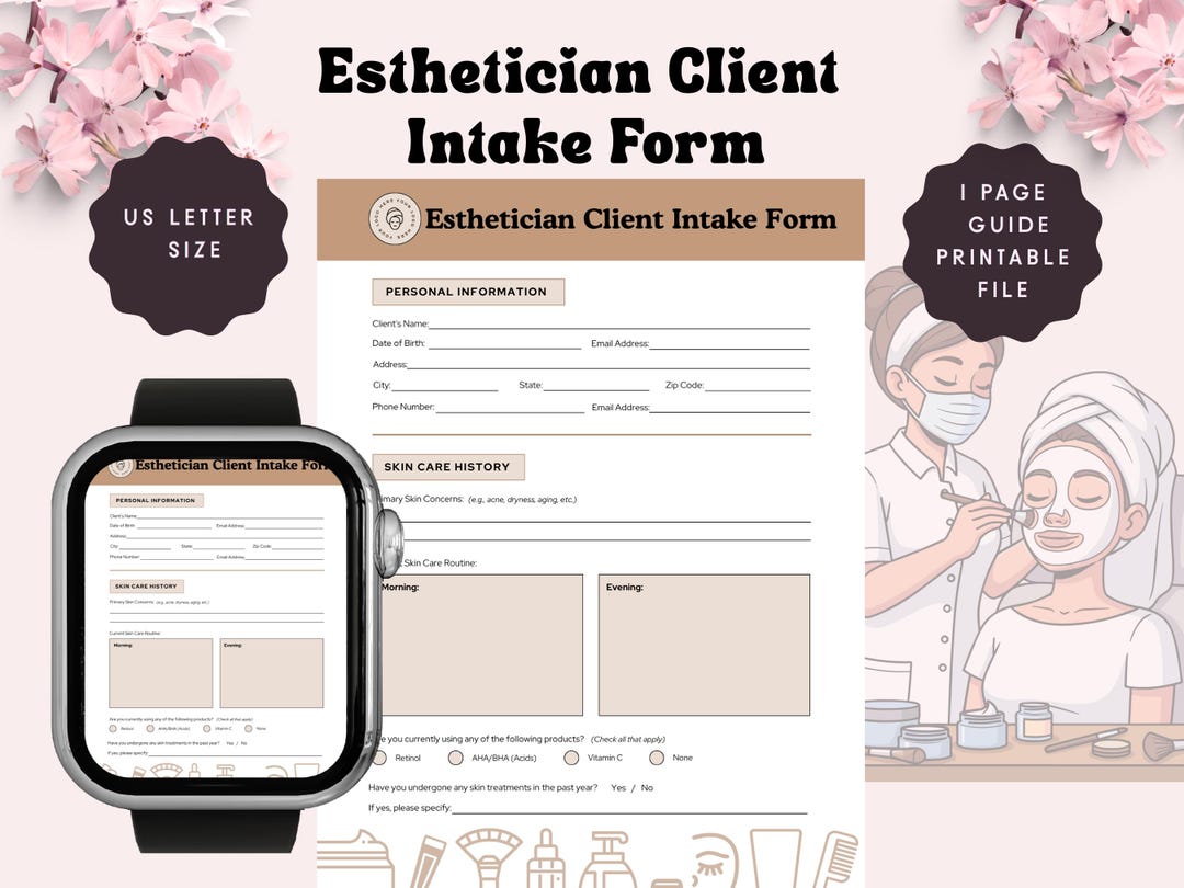 Esthetician Client Intake Form | Digital Skin Consultation PDF ...