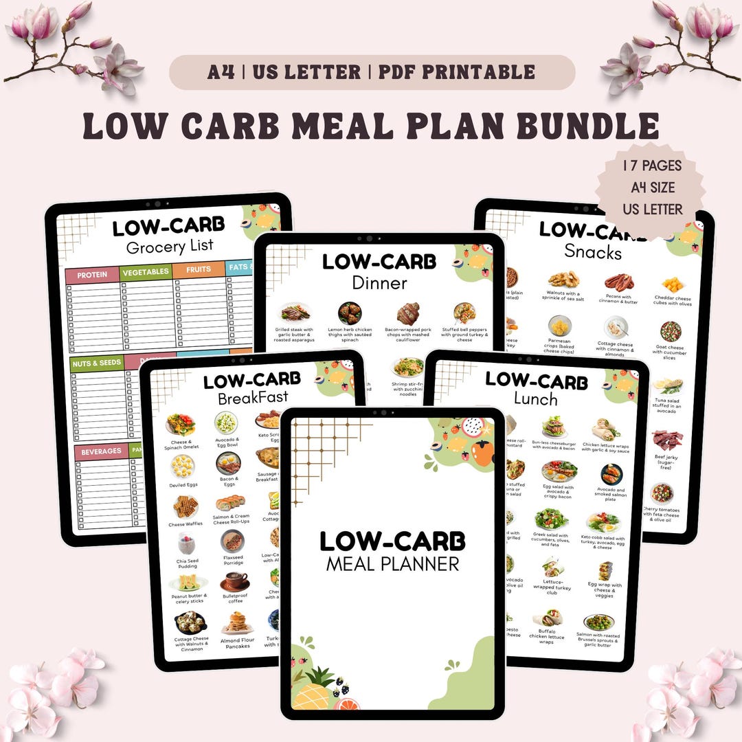 Low Carb Meal Planner Bundle | Weekly & Monthly Keto Meal Plan | Low ...