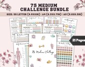 75 Medium Challenge Tracker | Daily Habit Journal, Fitness Planner,  Meal Plan, Water Tracker & Workout Log | 75 Day Challenge PDF, A4 A5 Us
