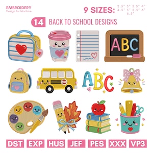 Teacher Embroidery Designs, School Bundle Embroidery, Back to School Embroidery Pattern, Best Teacher Ever, Embroidery, Classroom, 9 Sizes