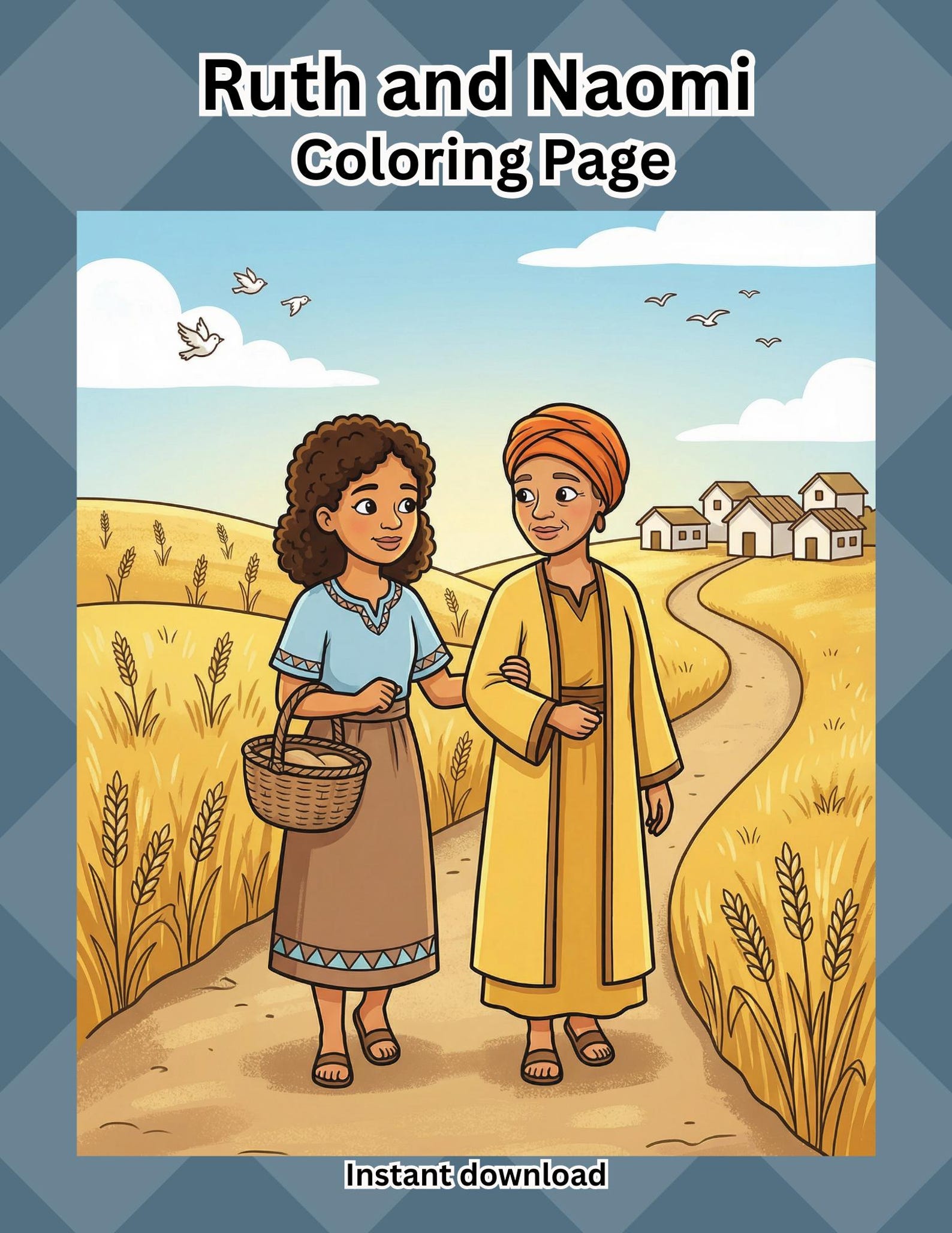 Ruth and Naomi Bible Coloring Page African American Characters Youth ...