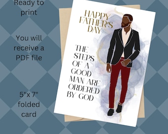 Black Dad Father's Day Card for Black Men African American Father (Digital Download)