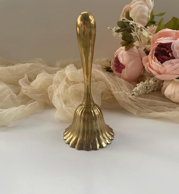 Vintage Brass Hand Bell with Scalloped Edge