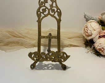 Vintage Ornate 10 inch Cast Brass Tabletop Easel