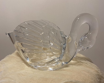 Vintage Crystal Swan Vase, Cristal D'Arques Candy Dish