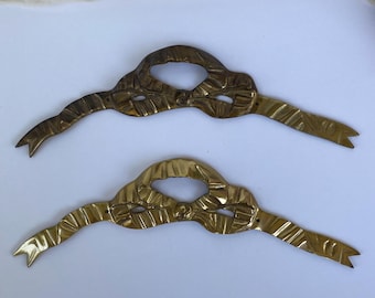 Vintage Solid Brass Bow Wall Plaques – Set of 2, Regency Hollywood Decor