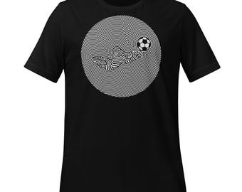 Unisex Soccer Goal Optical Art Black T-shirt