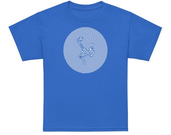 Youth Soccer Player T-Shirt: Dynamic Optical Art Design