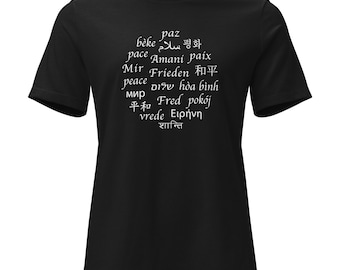 Camiseta con tipografía del Círculo de la Paz - Camiseta gráfica de unidad global para mujer (varios colores)