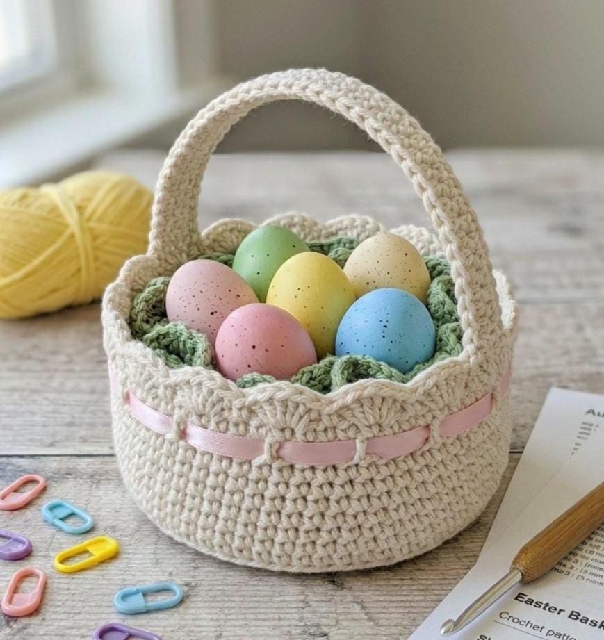 Easter Egg Basket Crochet Pattern PDF - Easy Amigurumi Basket Tutorial ...