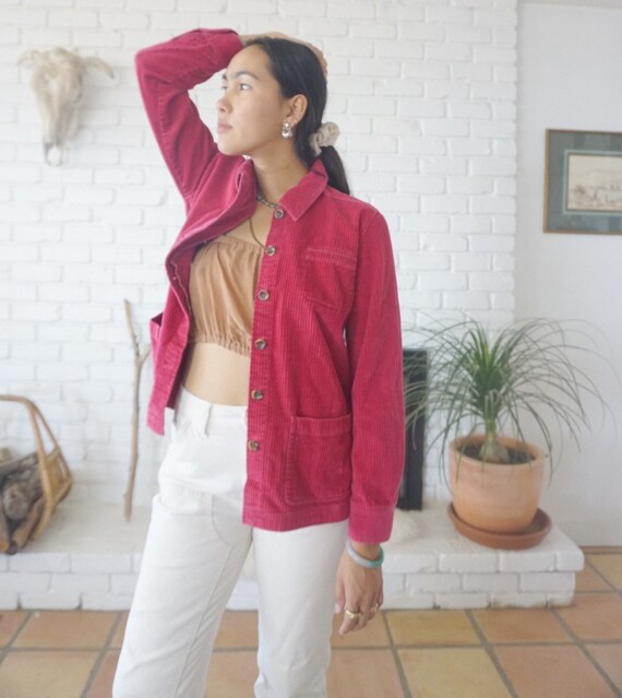 Magenta corduroy Chore Coat