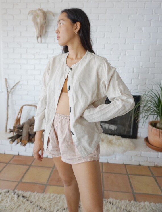 Irish linen oatmeal top
