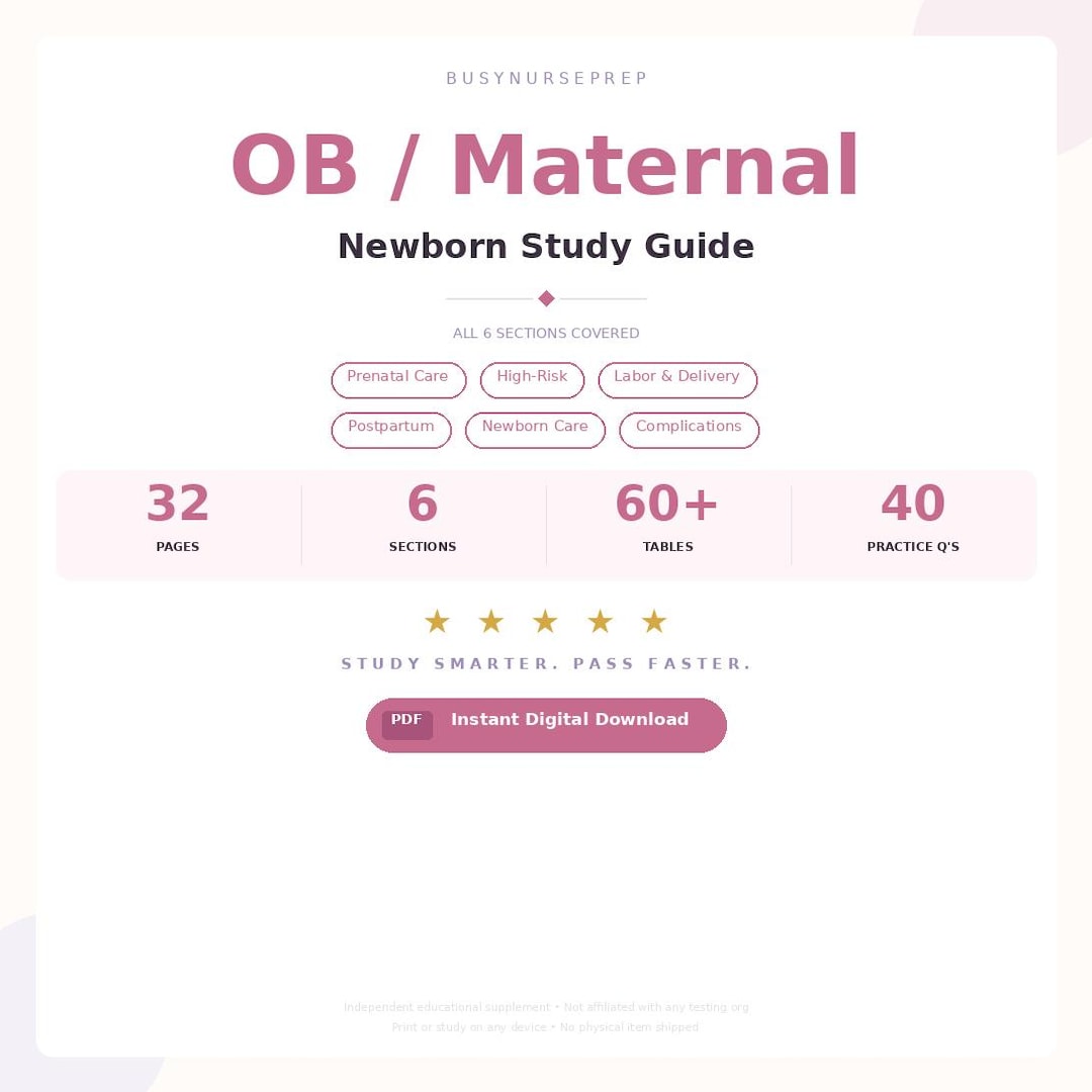 Ob Routine Lab Test OB Maternal Newborn Nursing Study Guide | Maternity NCLEX Prep | 32 ...
