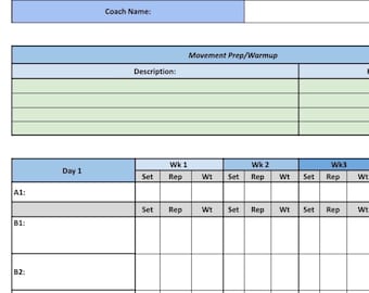 3-day Baseball/Softball Customizable Strength Training template