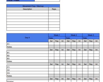 2-day workout program template