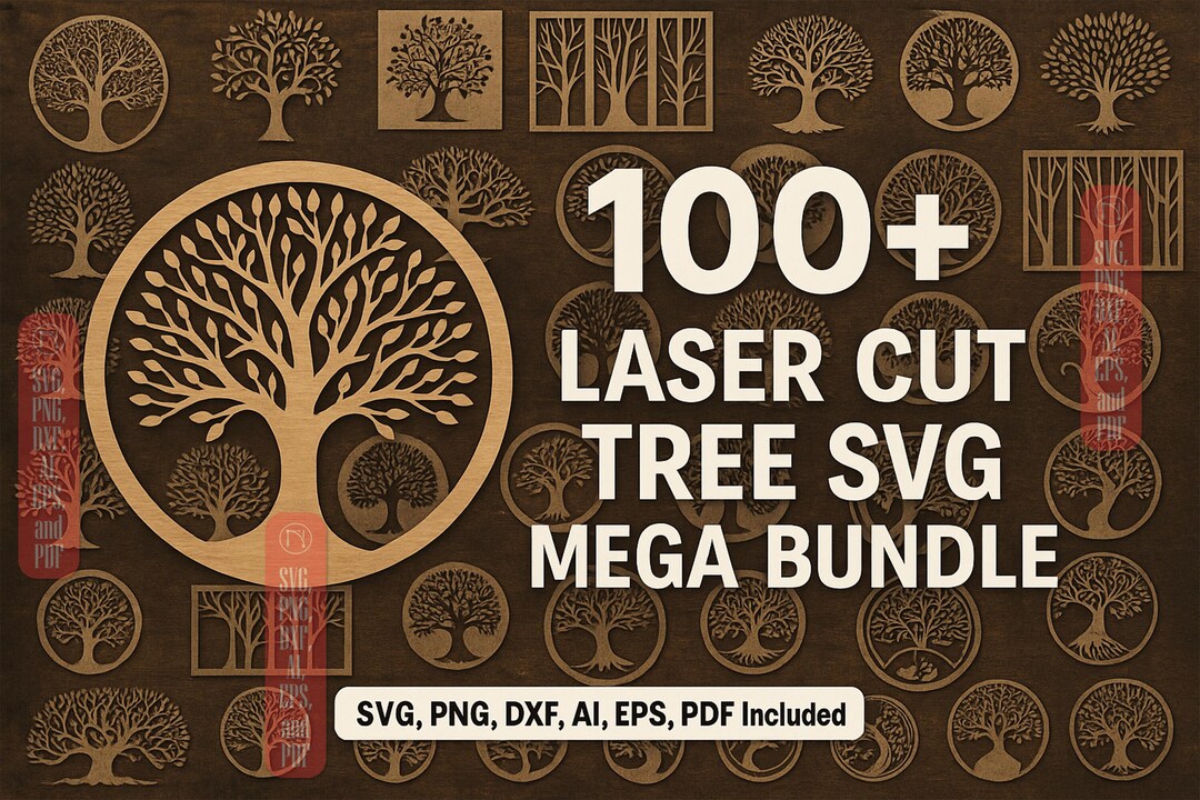 100+ Laser Cut Tree SVG Mega Bundle – Tree of Life Silhouettes for ...