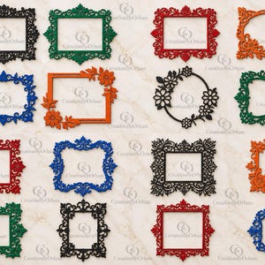Bloemen fotolijst lasergesneden SVG-bundel – Papiergesneden fotolijst voor Cricut