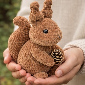 Virkmönster för ekorre: Handledning för amigurumi i skogsmark (PDF-nedladdning)
