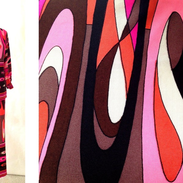 Vintage 1960's Pucci Inspired Pant Suit Psychedelic Mod Palazzo Pants and Tunic by Alfred Paquette