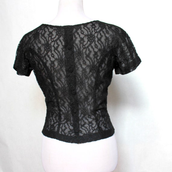 Vintage Lace Short Sleeve Cropped Top Womens MEDI… - image 4