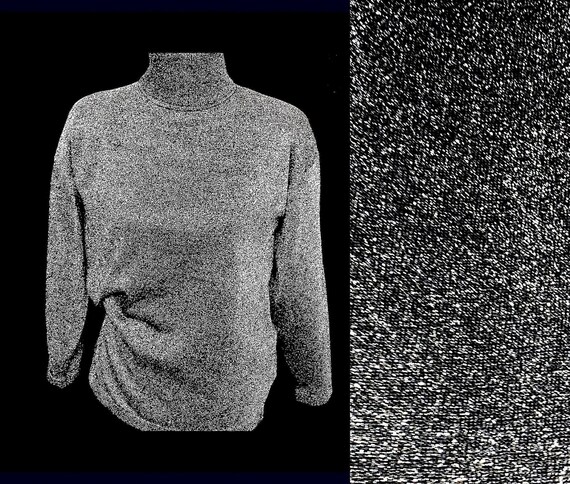 80's Vintage Silver METALLIC Knit Turtleneck Top M