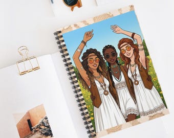 Cuaderno de espiral Boho Flower Sisters / Rayado