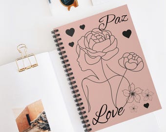 Cuaderno de dibujo lineal floral Paz Love / Cuaderno de espiral