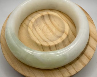 Natural White Xiuyan Jade Bangle - Size 58mm - B2-4062