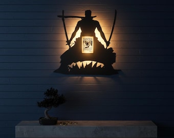 One Piece Luffy and Zoro 3D Printed Wall Lamp, Anime LED Night Light for Room Decor, Manga Fan Gift, Otaku Bedroom Art