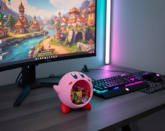 Plateau de service Kirby - bol de bonbons rose kawaii pour bureau - cadeau Nintendo Gamer - joli fourre-tout à bijoux - figurine de décoration de chambre esthétique