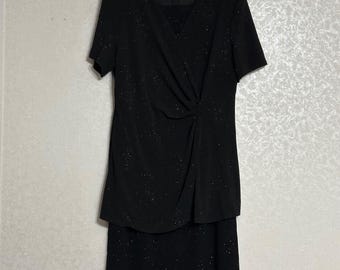 Jeffrey & Dara Evenings Vintage Sparkle Tunika Maxikjol Set Svart L/XL 18WP