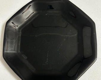 Plato llano octogonal Arcoroc Arcopal Octime de cristal negro, estilo vintage francés, 26,7 cm (10,5").