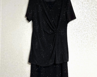 Jeffrey & Dara Evenings Vintage Sparkle Tunic  Maxi Skirt Set Black L/XL 18WP