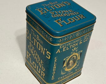 Vintage Elton Stone Ground Flour Crackers Case Mfg Harry's Grocery Replica Tin