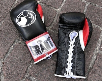 Grant Professional Boxing Gloves - Black & Red Leather - Hecho En Mexico - 10oz/12oz Training and Sparring Gear - Authentic Grant Worldwide