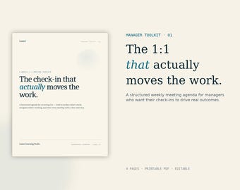 Manager 1:1 Meeting Template, Employee Check-In Agenda, Coaching Conversation Guide, Editable Workplace PDF, One on One Meeting Notes