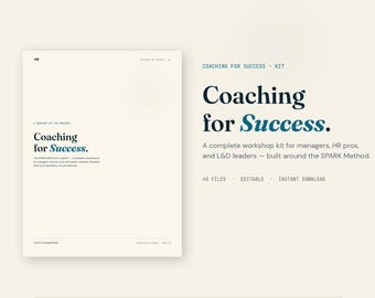 Coaching for Success Workshop Kit, Manager Coaching Training, SPARK GROW Frameworks, Facilitator Guide, Editable PowerPoint Word PDF