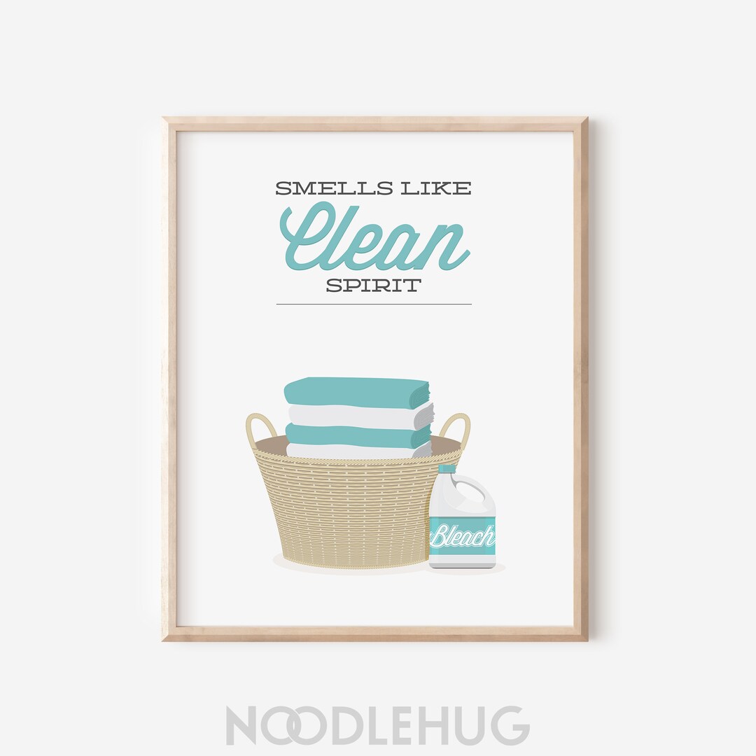 Laundry Room Art Print / Clean Spirit / Aqua Funny Saying Pun Wall ...