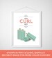 Bathroom Decor Print - Hey Curl Hey - Curling curlers vanity hair salon style poster minimal modern mint coral funny girly bath room art 