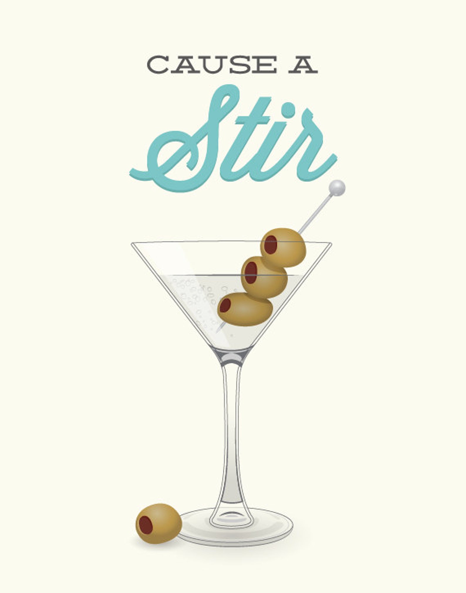 Cause A Stir Martini Bar Print Poster Liquor Cart Decor Etsy UK