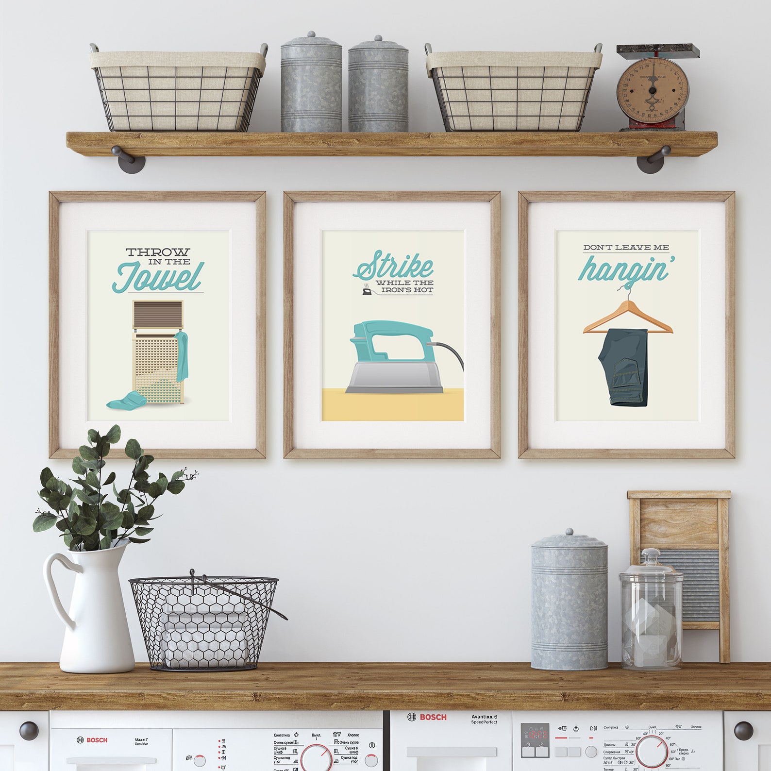Set of 3 Laundry Prints 3 Piece Art Print Set Minimal Etsy